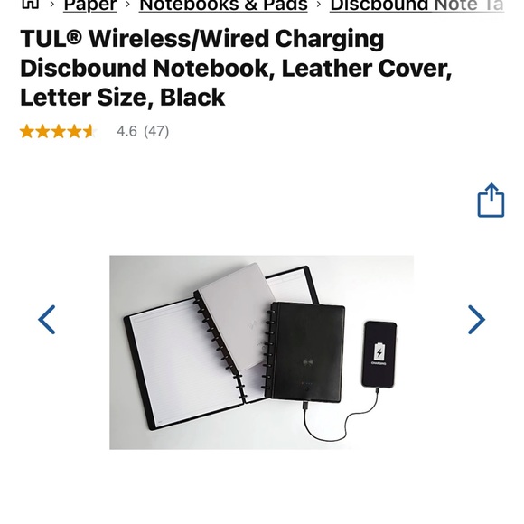 COPY - NWT Tul Wireless Charging Discbound Notebook, Leather Cover Black - Picture 5 of 7
